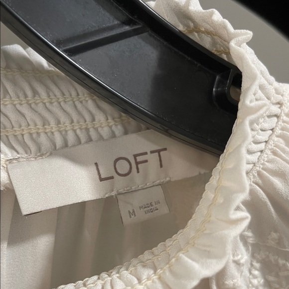 LOFT Cream Embroidered Blouse - Picture 2 of 4